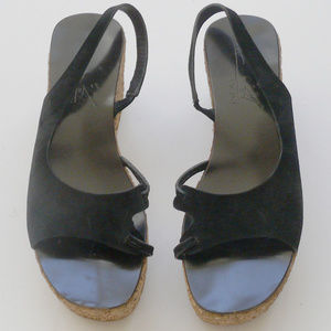VICINI TAPEET suede cork wedge sandals sz 7.5